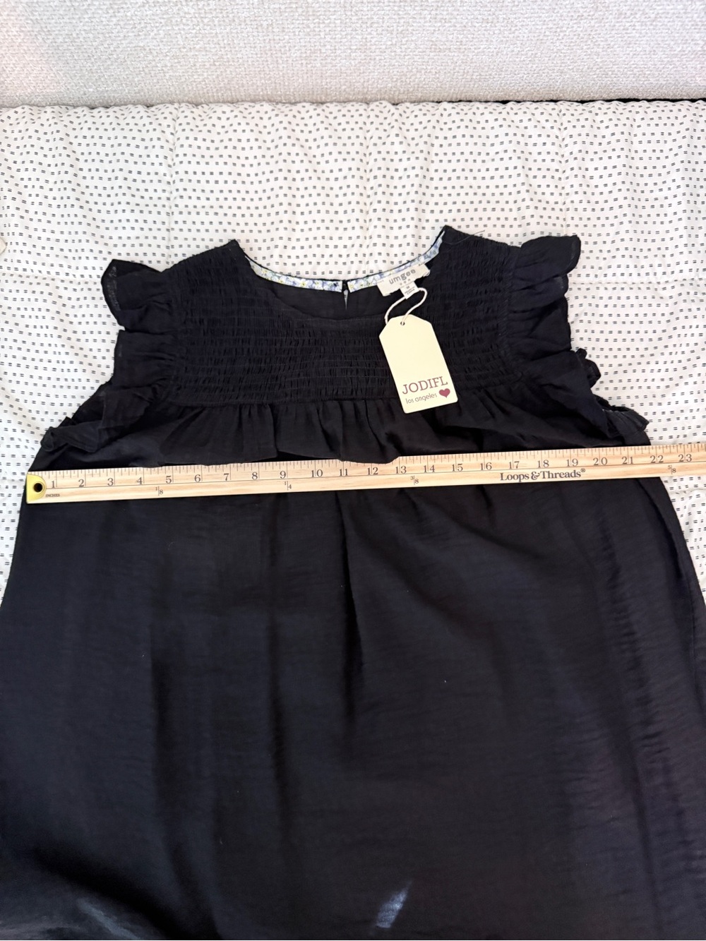 Umgee Black Smocked Ruffle Sleeve Mini Dress Size M - Picture 3 of 7